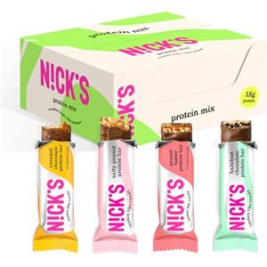 N!CK'S NICKS Mix di Barrette Proteiche, Keto Proteico Snack Bar 4g Net Carbs, 15g Proteine di 5g Collagene Senza Zucchero Aggiunti Low Carb Barretta Senza Glutine (9 Protein bars x 50 g)