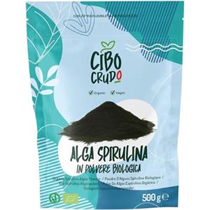 CIBO CRUDO crudo biologico vegan Alga Spirulina Biologica in Polvere - 500g. Spirulina Polvere Bio Cruda e 100% Pura Senza Additivi. Ottima Per Frullati/Smoothies o Ricette. Contiene Ficocianina Proteine e Vitamine.