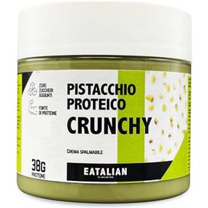 AMZ BETTER EATALIAN by AMZ BETTER Crema Proteica al Pistacchio CRUNCHY 200 gr, Crema Spalmabile con Granella di Pistacchio, Gusto Dolce, Ideale sul Pane, per Farcire Dolci, Dubai Chocolate, Made in Italy