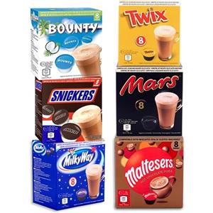 cafféluxe Bevande al cioccolato Mars compatibili con Dolce gusto, 48 capsule, capsule di cioccolata calda Mars, Mars, Twix, Milkyway, Snickers, Bounty e Malteser