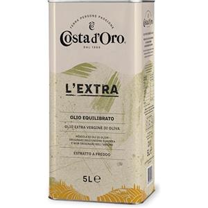 Costa d'Oro Costa d'Oro - L'Extra . Olio Extravergine di oliva estratto a freddo. Sapore equilibrato, adatto a tutte le ricette e come condimento per insalate. Latta da 5 litri, 1