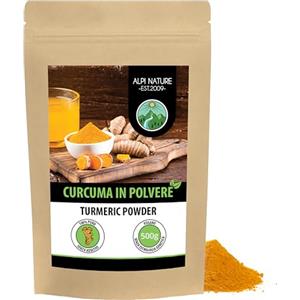 Alpi Nature Curcuma in Polvere 500g, Radice di Curcuma Macinata per Cucina e Latte Dorato