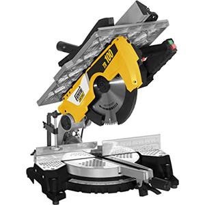 FEMI JOB LINE FM-TR100 - Troncatrice 2000W - 305mm - Legno e Alluminio - Piano Superiore - Testa Inclinabile - Struttura in Alluminio Fuso - Blocco Auto-Centrante - Impugnatura Ergonomica