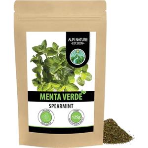 Alpi Nature Menta Verde Tè 125g, Menta Nana Essiccata e Tagliata, Tè Sfuso