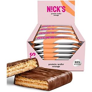 N!CK'S NICKS Barrette di wafer proteico Arancia | 25% di proteine | 203 calorie | Barretta proteica al cioccolato low carb, senza zuccheri aggiunti e glutine (24 barrette proteiche x 40g)