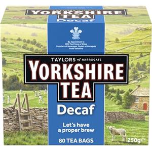 Yorkshire Tea Decaffeinato - Tè Nero Decaffeinato, Forte e Rinfrescante - Tè Tradizionale Inglese - Provenienza Responsabile - 80 bustine