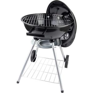 BAKAJI Barbecue a Carbone con Ruote Rotondo in Acciaio Inossidabile e Valvola di Ventilazione, BBQ Brace a Carbonella da Esterno, Resistente Intemperie con Coperchio, Ideale Balcone, Patio, Giardino