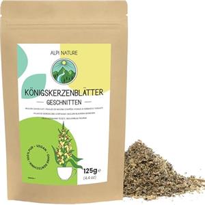 Alpi Nature Verbasco Tisana 125g, Foglie di Verbasco Essiccate e Tagliate, Tè Sfuso