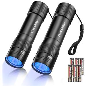 EverBrite Torcia UV 365 Nm con LED da 1W, Corpo in Alluminio, Impugnatura Antiscivolo, 18H Autonomia, Rileva Urina Animali e Controlla Banconote, con 6 Batterie AAA