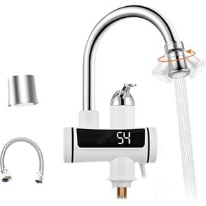 HOGART Rubinetto con scaldacqua elettrico a 230 V, per la cucina, il giardino, il bagno, il campeggio, rubinetto scalda acqua istantaneo, per la cucina, sostituisce lo scaldabagno