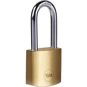 Yale Lucchetto in ottone Y110B/20/122/1 corpo 20mm, arco lungo in acciaio, 3 chiavi
