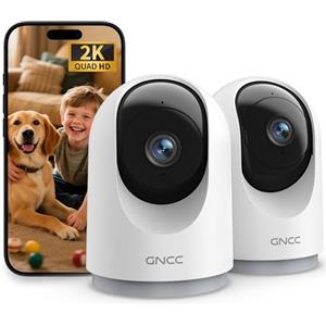 GNCC Telecamera WiFi Interno 2K(3MP)(2-Pack), Videocamera Sorveglianza Interno, Audio Bidirezionale, Visione Notturna, Notifica Immediata e Rilevamento del Movimento, 360°, Compatibile con Alexa(2,4G)