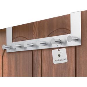 ReWu Appendiabiti da porta in acciaio inox, con 6 ganci da appendere, 39 x 11 x 8 cm