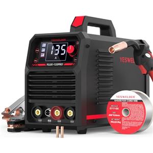 YESWELDER 135Amp Saldatrice MIG Senza Gas 230V Saldatrice a Filo Continuo Saldatrici Flux MIG/Lift TIG/Stick 3-in-1 Saldatore Grande Display Digitale LED Inverter IGBT