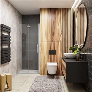 OCEAN ITALY S.R.L. Box Doccia Per Nicchia Porta Pieghevole e Battente 90x185 cm Due Ante in Vetro Temperato Trasparente Anticalcare Da 6 mm Cromo Lucido