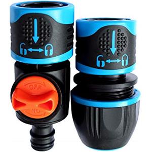 GRÜNTEK Raccordo rapido Tubo e Adattatore Irrigazione (Pistole o irrigatori) 1/2', 3/4', 5/8' con Acqua-Stop. Set Completo per Tubo da Giardino