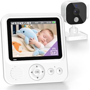 OBVHNUA Baby Monitor Video e Audio 2,8" 720P LCD IPS 2000mAh USB-C Baby Phone con Zoom Digitale VOX Visione Notturna Comunicazione Bidirezionale Sensore Ninna Nanna