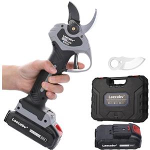Laecabv 30mm forbici potatura a batteria Taglio progressivo forbice Maniglia Antiscivolo Cesoie elettriche per potatura con 2 Batteria SK5 Teflon Lama cesoia da potatura LA30GYBK