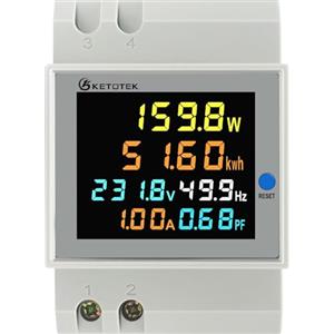 KETOTEK Contatore di Energia Monofase AC40-300V 100A, Contatore Elettrico Guida DIN, Contatore di Corrente, Digitale Amperometro Voltmetro Misuratore di Elettricità 1 Fase, CT integraton