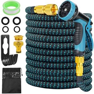ANOMM Tubo Acqua Giardino Estensibile 15m /50ft, Estensibile da Giardino Flessibile Con 10 Modalità di Spruzzo, Tubo Irrigazione con Adattatore da 1/2" e 3/4 per Prato Lavaggio Irrigazione Auto
