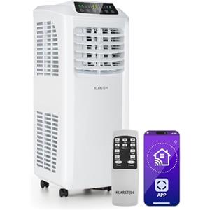 Klarstein Condizionatore Portatile 3 in 1, Condizionatore Deumidificatore Portatile Classe A, Aria Condizionata 9.000 BTU/2,6 kW, Climatizzatore Portatile con Night Mode,Timer e Telecomando, WiFi/App