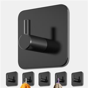 4smile Portasciugamani senza foratura, set da 6 sostegni neri autoadesivi con cuscinetti adesivi, ganci adesivi antiruggine, extra forti come supporti per asciugamani per bagno e cucina