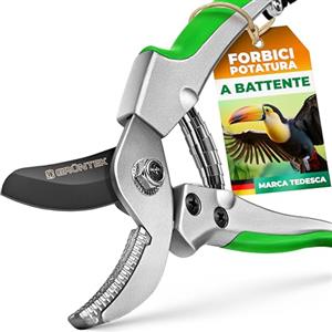 GRÜNTEK Forbici da Giardino Professionali. Cesoie da Potatura Giardino Piccole. Taglio a incudine. Forbici in alluminio 195 mm. Manici Ergonomici.