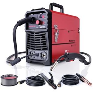ARCCAPTAIN Saldatrice MIG MAG a Gas Inerte IGBT 140A AC230V Saldatrice a Filo Continuo 5 in 1 con filo animato (FCAW) /MMA E-Hand/Lift TIG con avanzamento filo sinergico e 1 kg di filo animato 0,8 mm