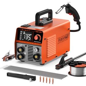 FEIFANKE MIG135 Saldatrice A Filo Continuo Senza Gas 135A 220v Sinergia Elettrodo Saldatrice 3 In 1 MIG/ARC/Lift TIG IGBT Inverter Saldatore con Filo 1,0 MM,2,5 MM Rod,Pistola Di Saldatura MIG