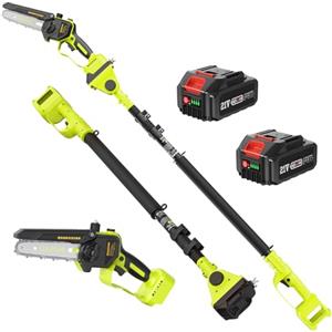 Supstable Mini Motosega con Batteria 8000mAh, 6 Pollici Sega Elettrica Telescopica per Potatura con Batteria e Caricabatterie, Testa del Motore Orientabile a 180°, Asta di Prolunga Fino a 2,8M