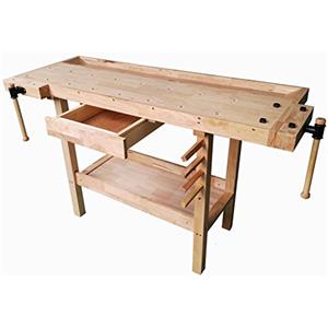 EuroBRICO far da sé Banco da lavoro BRICO in legno 137x50x86H. Tavolo in LEGNO per lavori di Bricolage, Falegname e Fai date