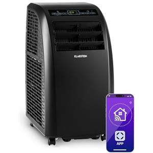 Klarstein Metrobreeze Rome Condizionatore Portatile - 10000 BTU, 29-49 m², Smart App & Alexa, 3 Modalità, Timer 24h, Telecomando, Classe A+, Rotelle, Tubo di Scarico Incluso, Nero