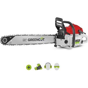 GREENCUT GS750X - Motosega a benzina con motore a 2 tempi 75cc da 4,8 CV con lama da 24'', avviamento Easy-Start, sistema antivibrazioni, tecnologia TRU-SHARP