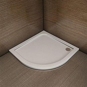 AICAit Piatto Doccia Semicircolare In Marmo Minerale e Resina Mista Ultra Sottile Bianco Lucido Antiscivolo Antibatterico 90x90x3cm