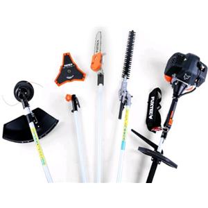 Fuxtec Decespugliatore a scoppio multifunzione, tagliasiepi, motosega da potatura inclinabile, tagliabordi, estensione 1 m - multiutensile da giardino 52cc motore a miscela di benzina 2 tempi FUXTEC MT252ER