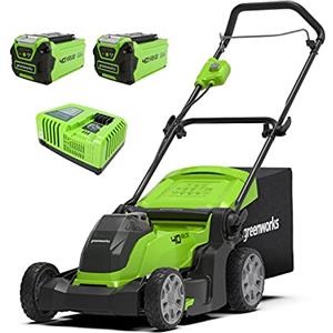 Greenworks G40LM41K2X Tagliaerba a Batteria per Prati Fino a 500m², Ampiezza di Taglio 41cm, Sacca da 50L CON Due Batterie 40V 2Ah e 1 Caricabatterie, Garanzia 3 Anni