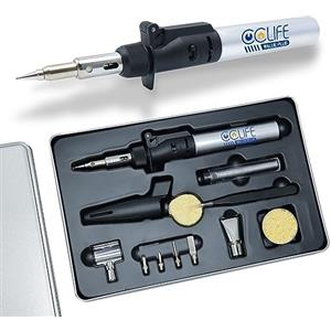 CCLIFE 13pezzi saldatore gas butano con stagno saldatura Saldatore a Butano per saldatura, fusione, taglio a caldo, termoretrazione, pirografia e sverniciatura (Aggiornamento)