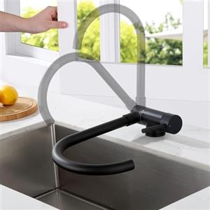 Lonheo Rubinetto Cucina Sottofinestra, Lonheo Miscelatore Cucina Nero Pieghevole, Rubinetti da Cucina Abbattibile in Inox, Rubinetto lavello Girevole 360 °, Monocomando Miscelatore Acqua Calda e Fredda