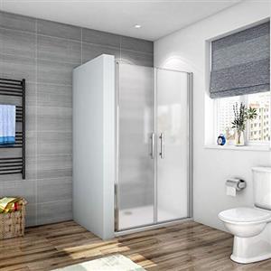 Mato Box Doccia per Nicchia 75x185cm Porte Doppia a Battente Saloon in Vetro 6 mm Temperato Smerigliato Opaco Anticalcare Cromo Lucido