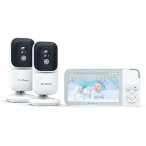 Dr.Care Baby Monitor Video e Audio con 2 Telecamere, Schermo 3.5", Audio Bidirezionale, Visione Notturna, VOX, Sensore di Temperatura, Ninne Nanne, Supporta 128GB, NeoView