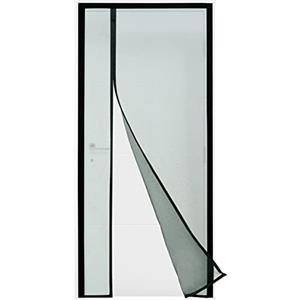 ARCOL Zanzariera Magnetica per Porta - Zanzariera Porta Finestra con Apertura Laterale per Porte con Maniglia - Zanzariere Magnetiche per Porte Finestre con Singola Potente Calamita (95x205 cm, Nero)