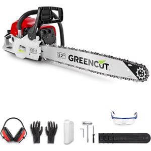 GREENCUT GS680X - Motosega a scoppio con motore a 2 tempi 68cc da 3,9 CV con lama da 22'', avviamento Easy-Start, sistema antivibrazioni, tecnologia TRU-SHARP