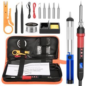 Preciva Saldatore Kit, Preciva 80W 220V Saldatore Elettrico con schermo LCD, Temperatura Regolabile 220℃〜500℃,5 Pz Punta saldatore, filo 30g, per Saldare Piccoli Elettrodomestici, Cellulari ecc.