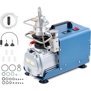 CREWORKS Compressore PCP 300 Bar/4350PSI da 1800W Compressore Aria Alta Pressione 30MPA Portata 50L/min con Raffreddamento Aria e Acqua Pompa PCP 300 Bar per Bombole Subacquee Attrezzature Pneumatiche
