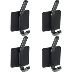 SAYAYO Ganci Adesivi Nero Ganci Portasciugamani in Acciaio Inox Gancio Accappatoio Bagno, Gancio Appendiabiti Autoadesivo Appendi Strofinacci Cucina, 4 Pezzi