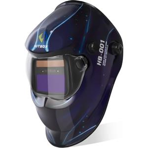HITBOX Casco per Saldatura Automatico - 3,64 "X1,77Ampi Angoli di Visione Auto Oscuramento True Colour Solar Maschera Saldatura Autoscurante avcz 2 Sensori Arc For TIG/MIG/ARC
