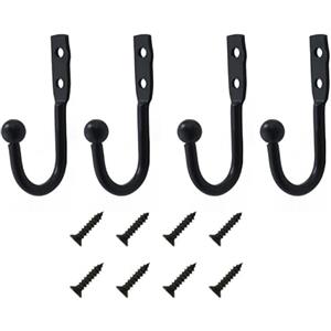 INF Confezione da 4 ganci da muro con viti, ganci per avvitare, ganci da muro, alta resistenza, ganci appendiabiti da muro con 8 viti per camera da letto, bagno, armadio, soggiorno, appendiabiti nero