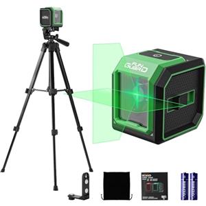 Funguard Livella Laser con Treppiede, 30M Autolivellante Verde Livello Laser Orizzontale e Verticale, 2 x Batteria AA, IP54 per Cantieri, Decorazione per la casa, DIY, Portatile