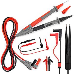 KAIWEETS KET012 Kit di cavi di prova multimetro con clip a coccodrillo, sonda di prova, mini-ganci, pinzette, CAT III 1000V e CAT IV 600V, 10A