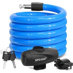 SPGOOD Lucchetto Antifurto Catena Bici 120cm/12mm, Livello di Sicurezza Molto Alto, Serratura Cavo Spirale con 2 Chiavi, per Triciclo, Moto, Scooter, Carriera (A-Blu)